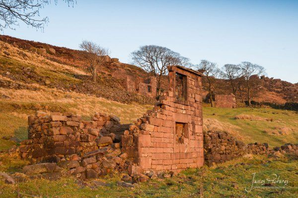 Roachend Farm 3 old gritstone buildings are now the remains of Roachend Farm in The Roaches in near to Leek, Staffordshire.